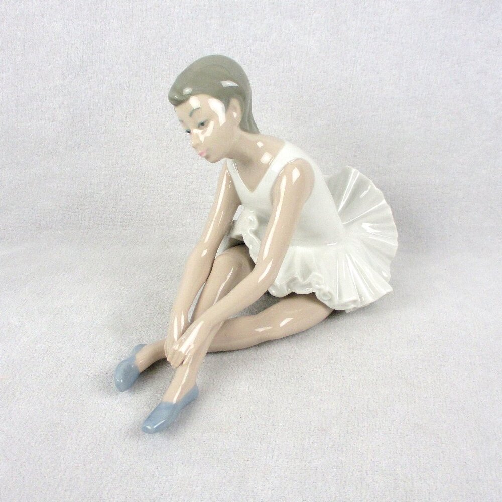 Nao Ballerina Figurine Porcelain White & Blue Ballet Dancer Vintage 1980s Spain